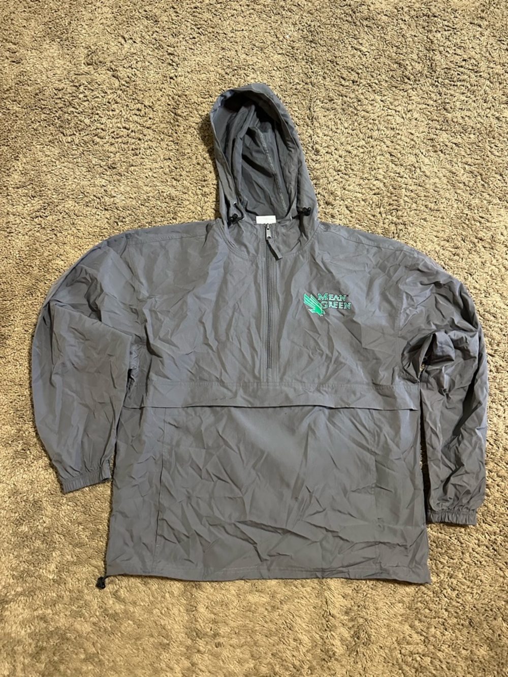 Vintage NCAA UNT University “mean green” windbreaker 00s size large